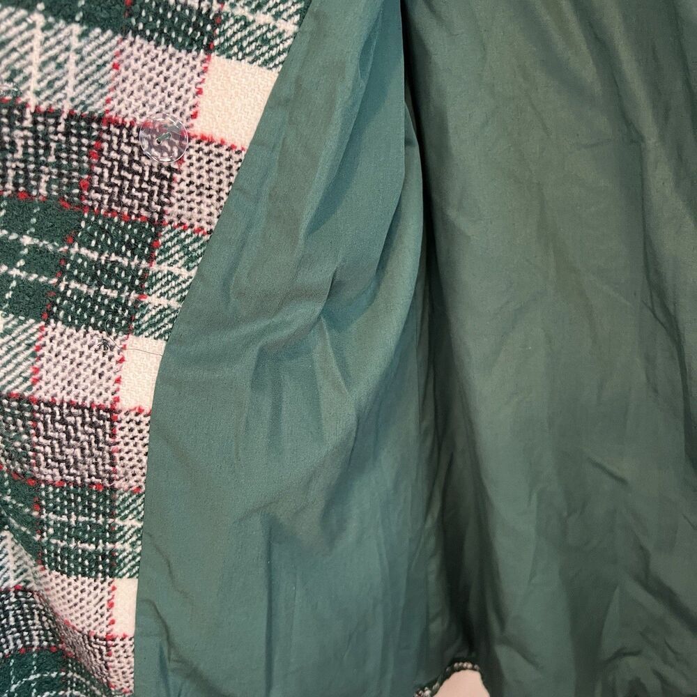 Aura Green Tartan plaid double-breasted peacoat jacket Women's Small Preppy Chic - Picture 8 of 10